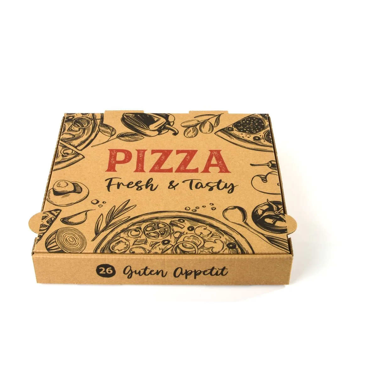 Pizzakarton 26er - naturbraun mit Design – Sobsy – Pizzakartons