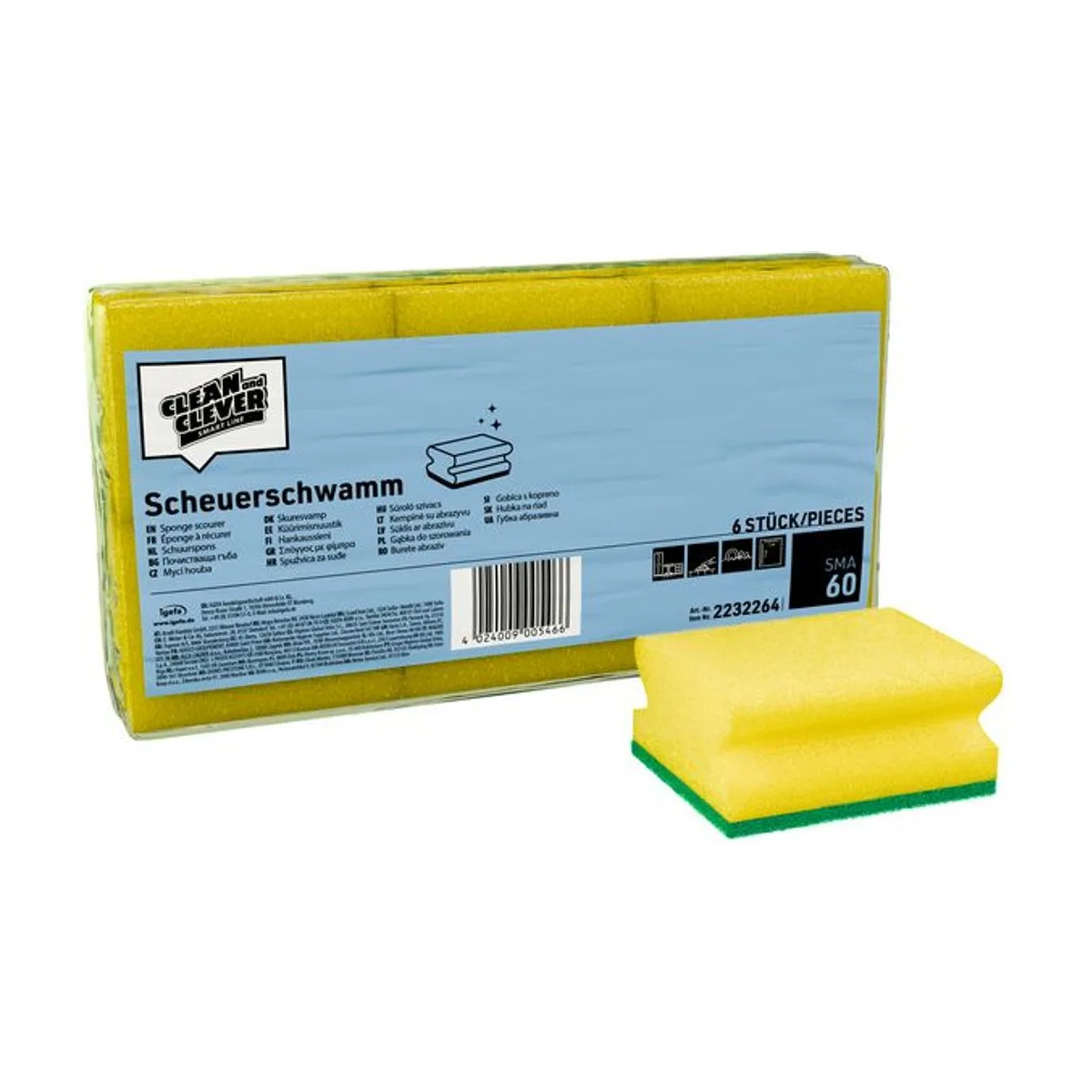 SMA60 Scheuerschwamm klein, 6er Pack – CLEAN and CLEVER SMART – Scheuerschwämme