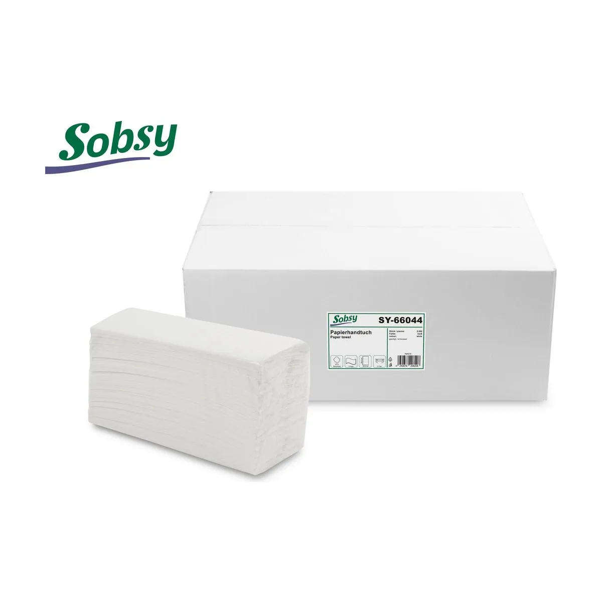 Sobsy Papierhandtuch 22,5x30,5 cm, 2-lg., weiß – Sobsy – C-Falz