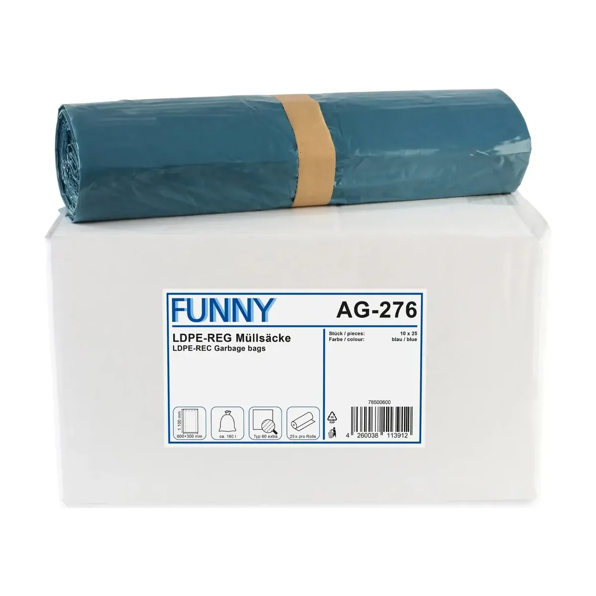 LDPE-Regenerat Müllsäcke - 160 l - 250 Stück – Funny – Müllsäcke