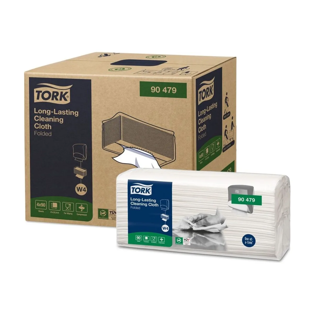 Tork Langlebige Reinigungstücher Weiß W4 – Karton à 4 Packungen