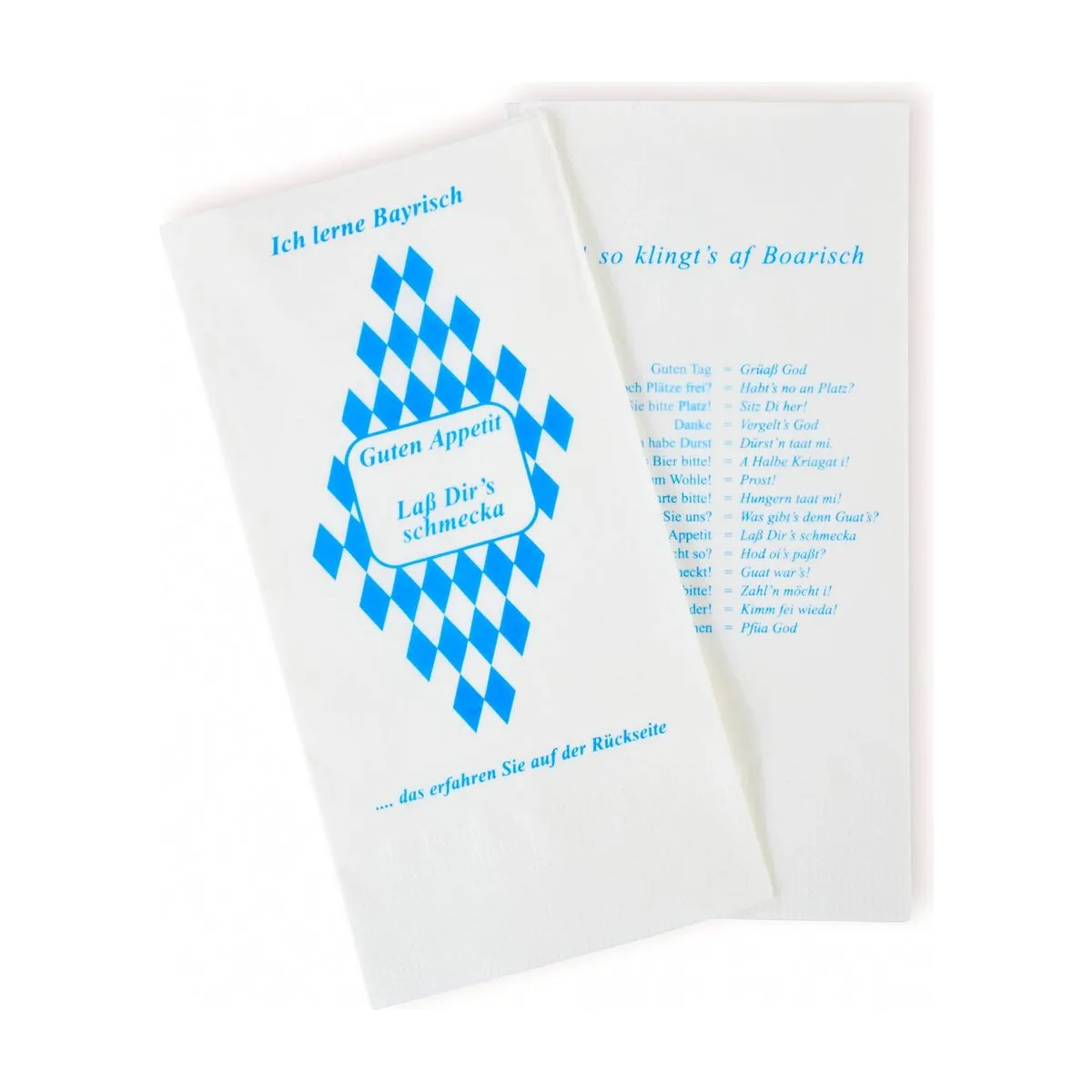 Funny Motivserviette, "Bayrisch", weiß-blau – FUNNY – Motivservietten
