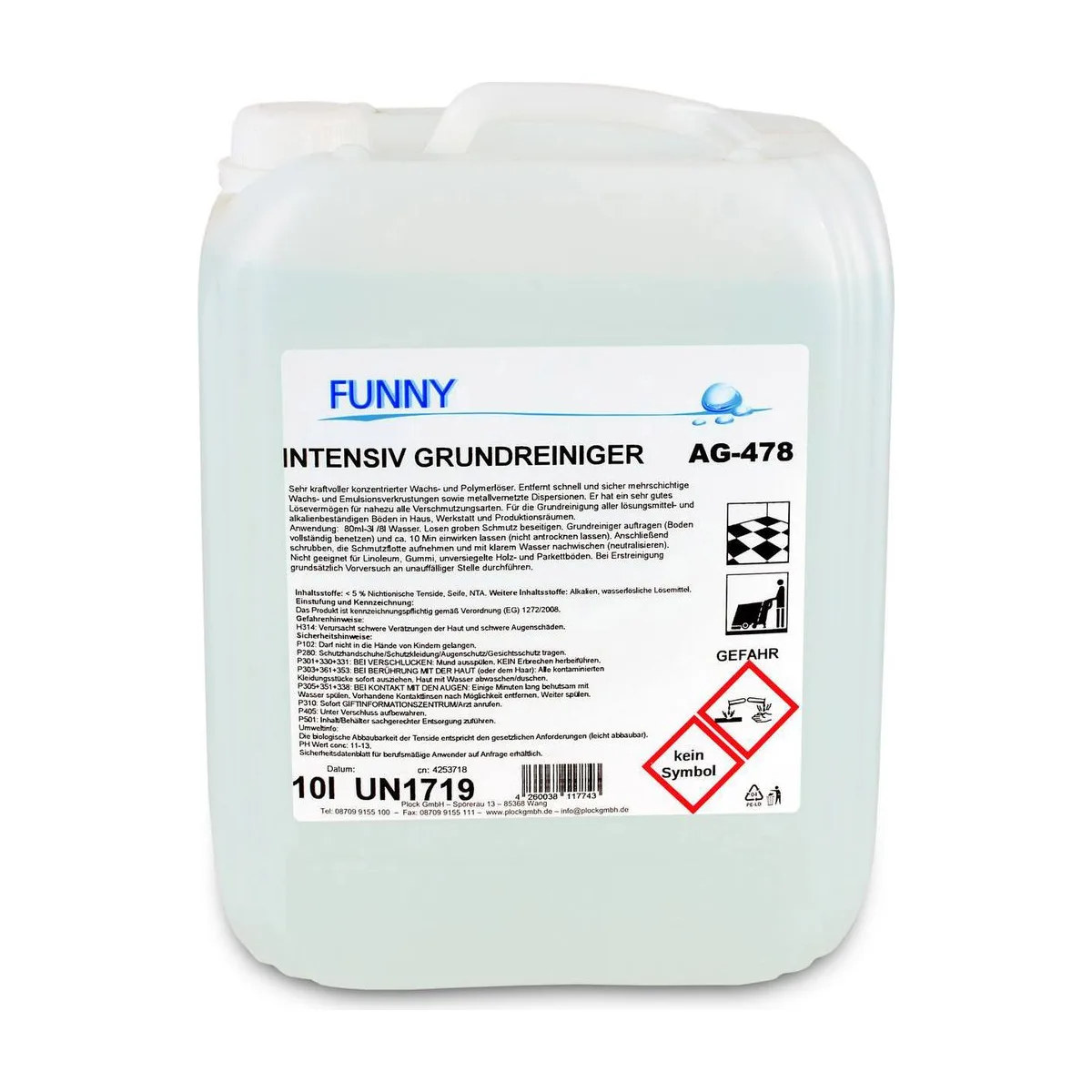 Funny Intensivgrundreiniger, fettlösend, 10 Liter – FUNNY – Bodenreiniger