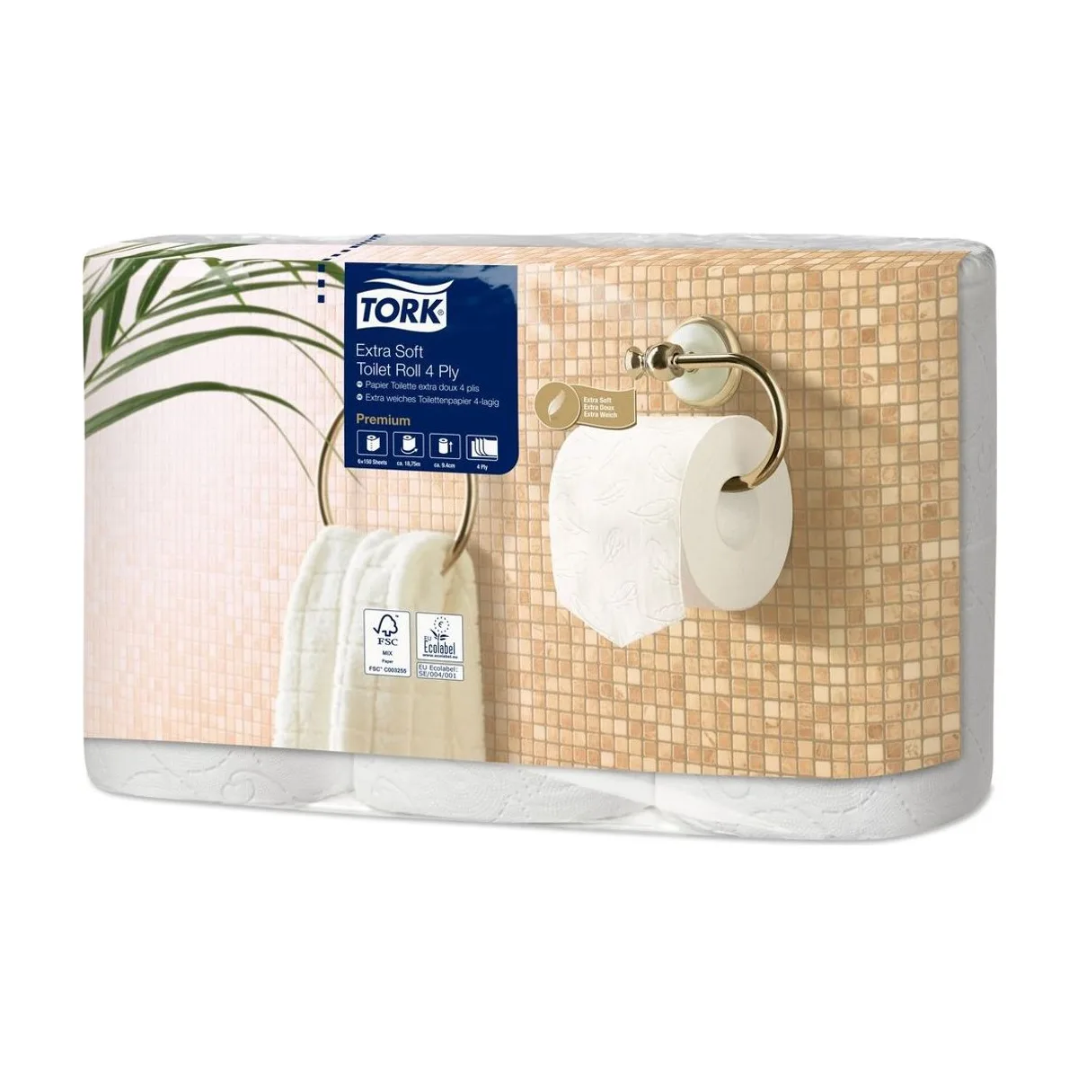 Tork extra weiches Kleinrollen Toilettenpapier Weiß T4 – Karton à 7 Rollen