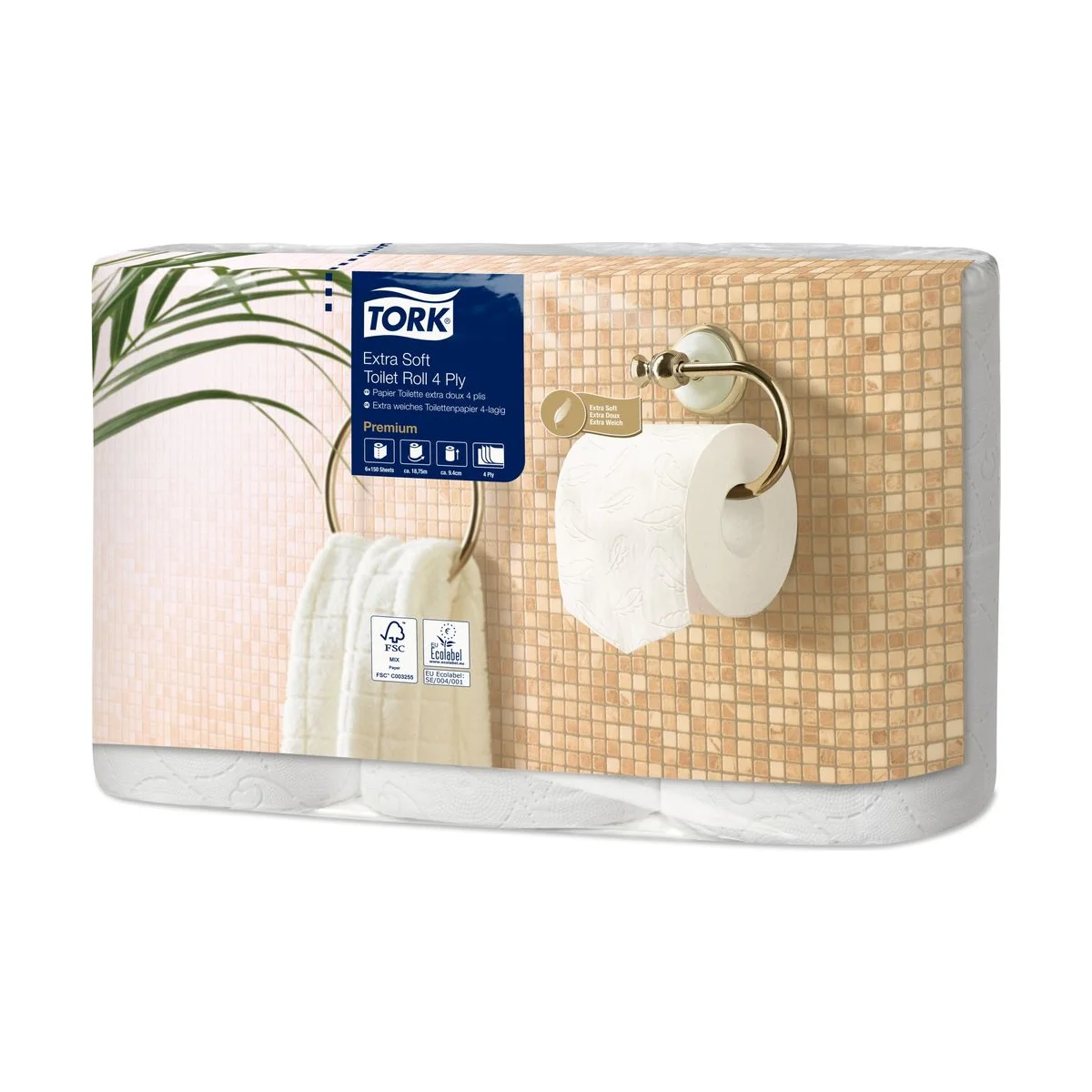 Tork extra weiches Kleinrollen Toilettenpapier Weiß T4 – Karton à 7 Rollen – Tork – Kleinrollen