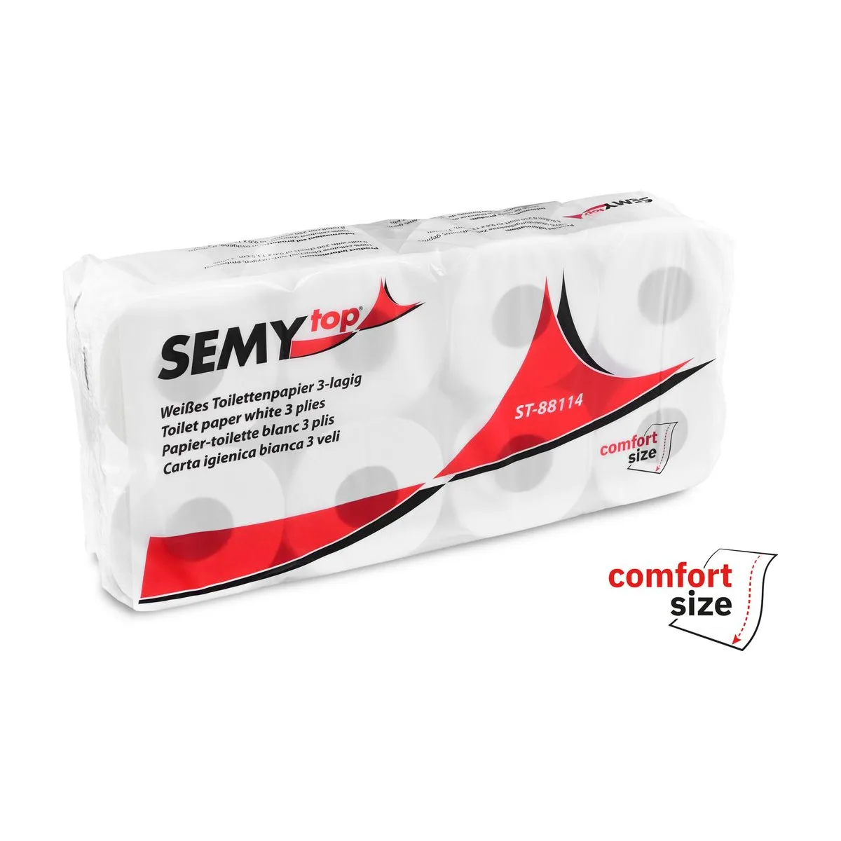 SemyTop Toilettenpapier, 3-lagig mit Motivprägung, 250 Blatt – SemyTop – Kleinrollen