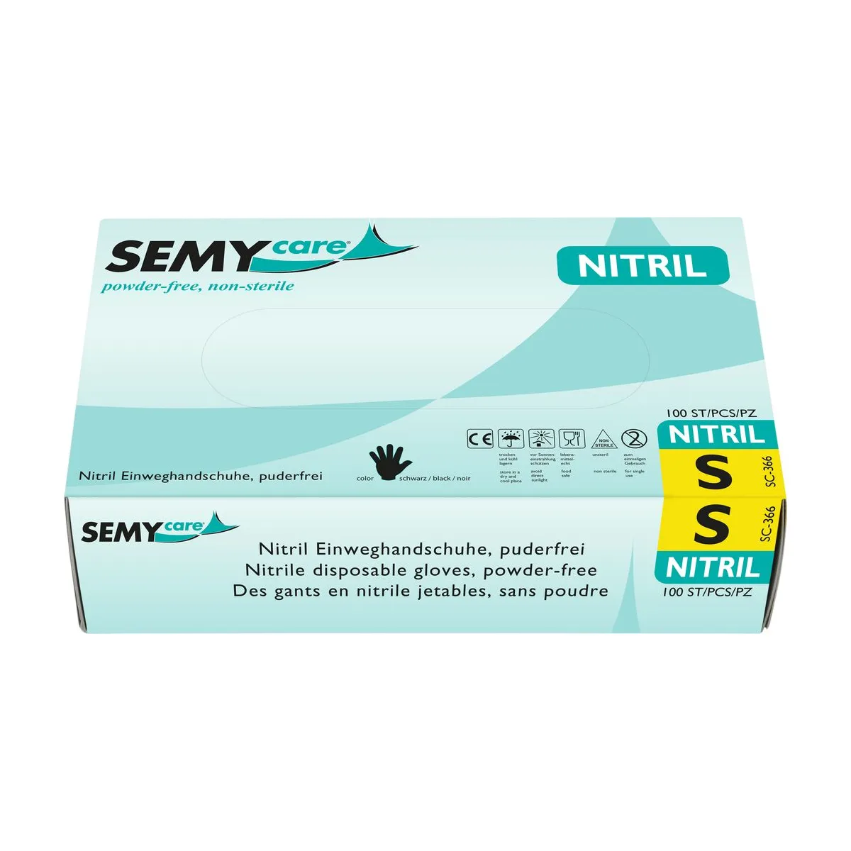 Nitril-Einweghandschuhe, schwarz, S – SemyCare – Nitril