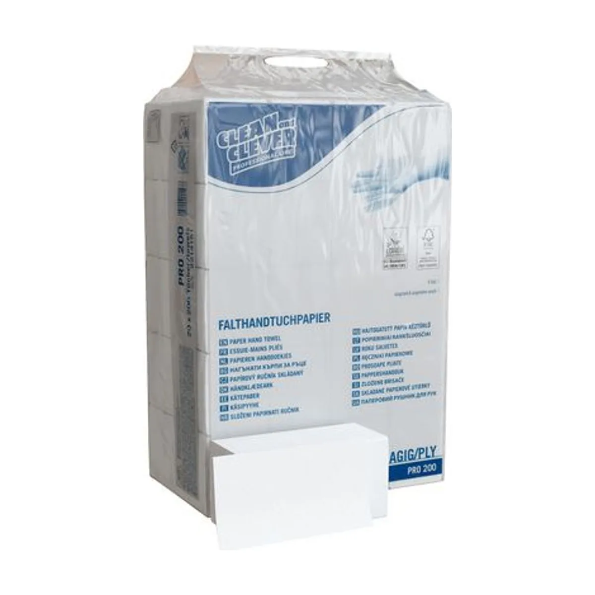 Zellstoff 2lg V-Falz hochweiß - 1 Paket à 20 Btl à 200 Stk – CLEAN and CLEVER – V-Falz