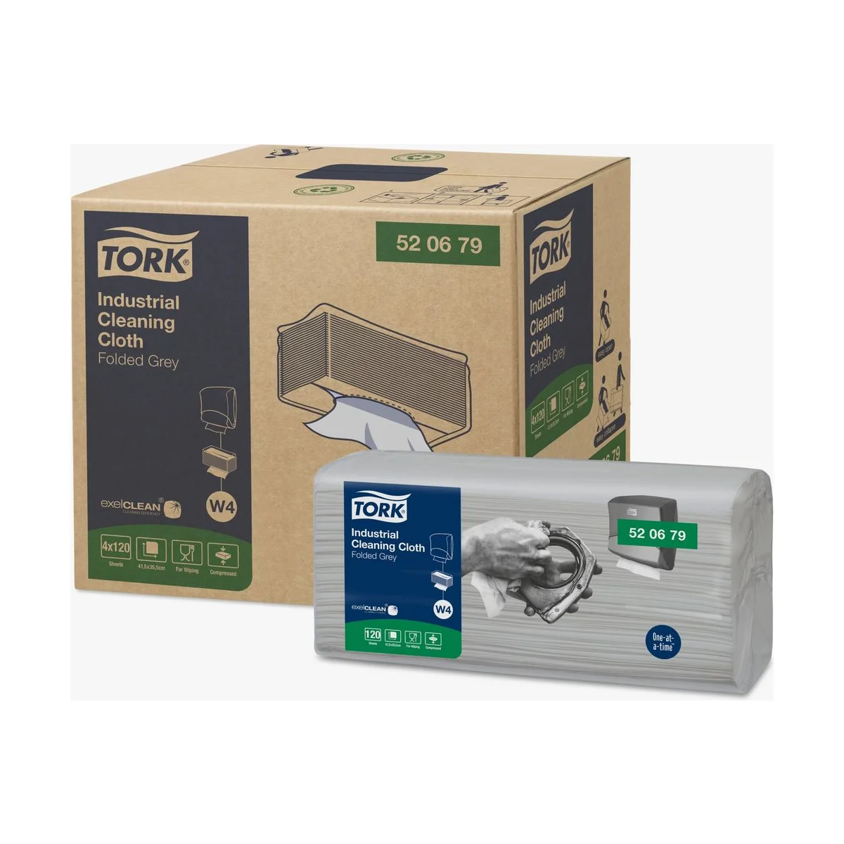 Tork Gefaltete Industrie Reinigungstücher Grau W4 – Karton à 4 Packungen – Tork – Reinigungstücher