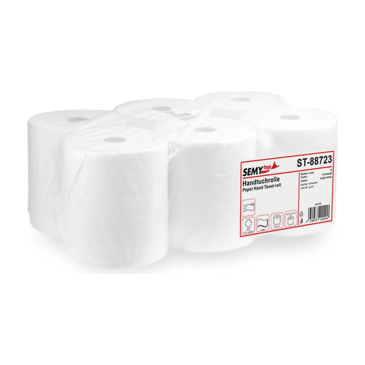 SemyTop Handtuchrolle, 3-lagig, 100% Zellstoff, 6 Rollen – SemyTop – Innenzugrollen