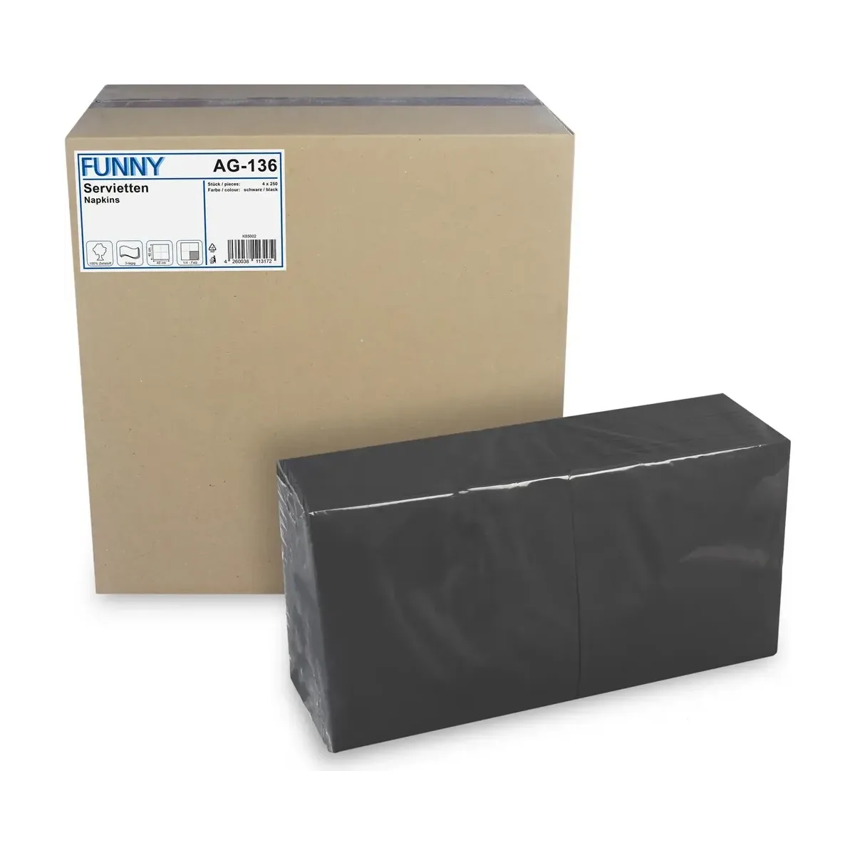 Funny Tafelserviette farbig - Schwarz - 4 x 250 Stück – Funny – Servietten farbig