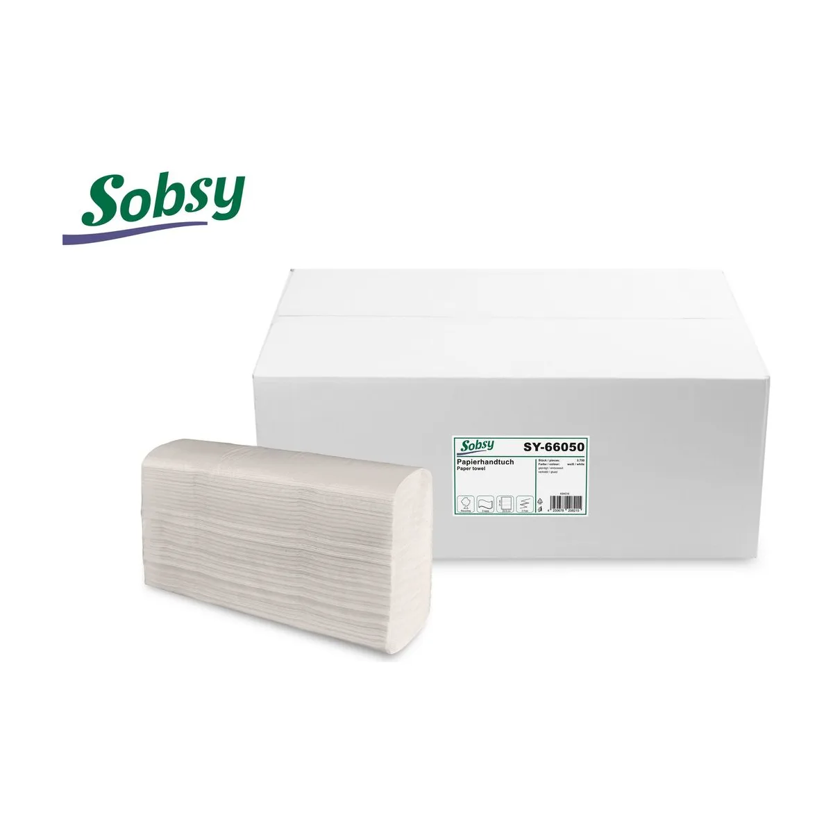 Sobsy Papierhandtuch 20,5x24cm, 2-lg.,rec.weiß – Sobsy – Z-Falz