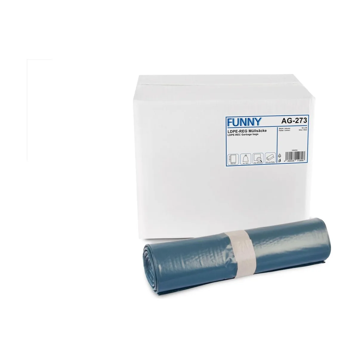 Funny Müllsäcke, blau, 120 Liter, Typ 100 extra, 10 Rollen – FUNNY – Müllsäcke