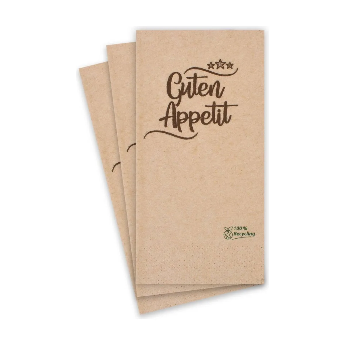 Funny Motivserviette, "Guten Appetit", 33x33cm, 2-lagig, 1/8 Buchfalz, 100% Recycling, braun – FUNNY – Motivservietten