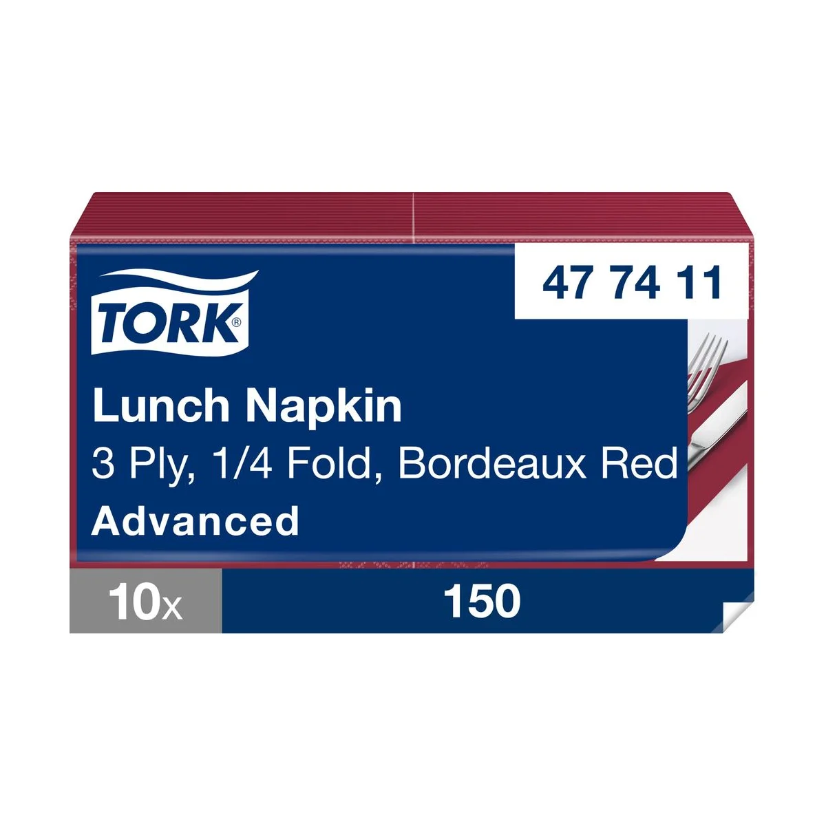 Tork Soft Lunchservietten Bordeauxrot, ca. 33x33 - 1/4 Falz - 3 lagig - 150 Stk – Tork – Lunchservietten