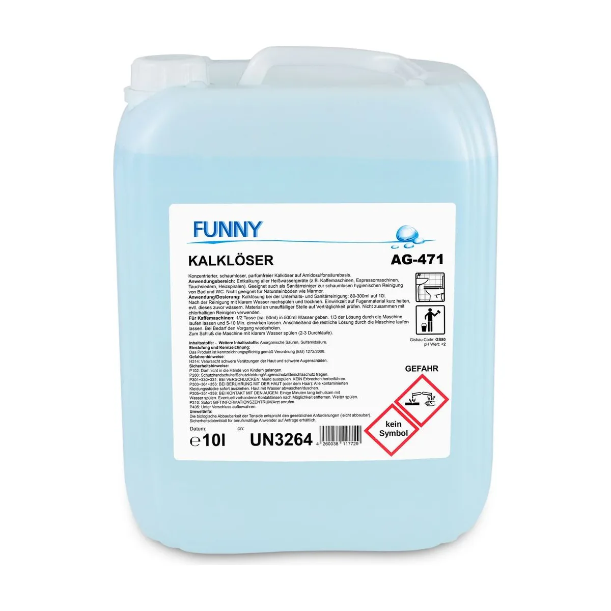 Funny Kalklöser, schaumlos, parfümfrei, 10 Liter – FUNNY – Allzweckreiniger