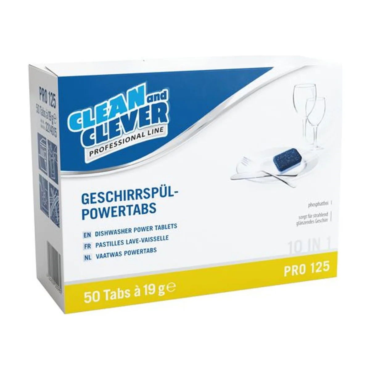 PRO125 Geschirr-Powertabs 10in1, 50 Stück à 19 g – CLEAN and CLEVER PROFESSIONAL – Geschirrspültabs