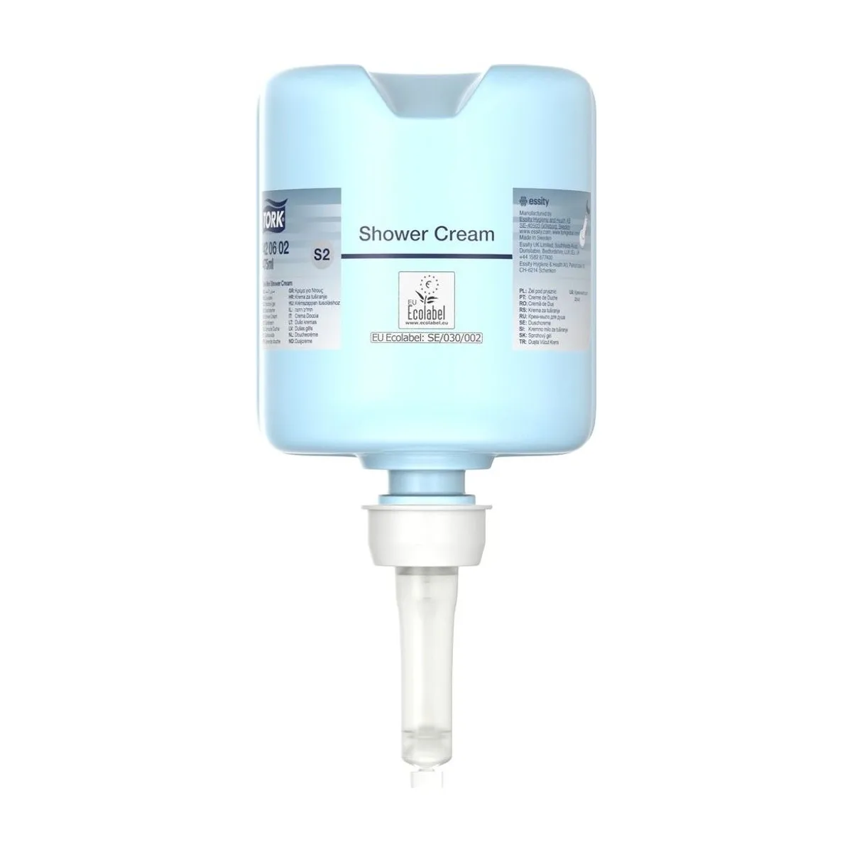 Tork Mini Duschcreme S2 – 8 × 475 ml – Hellblau
