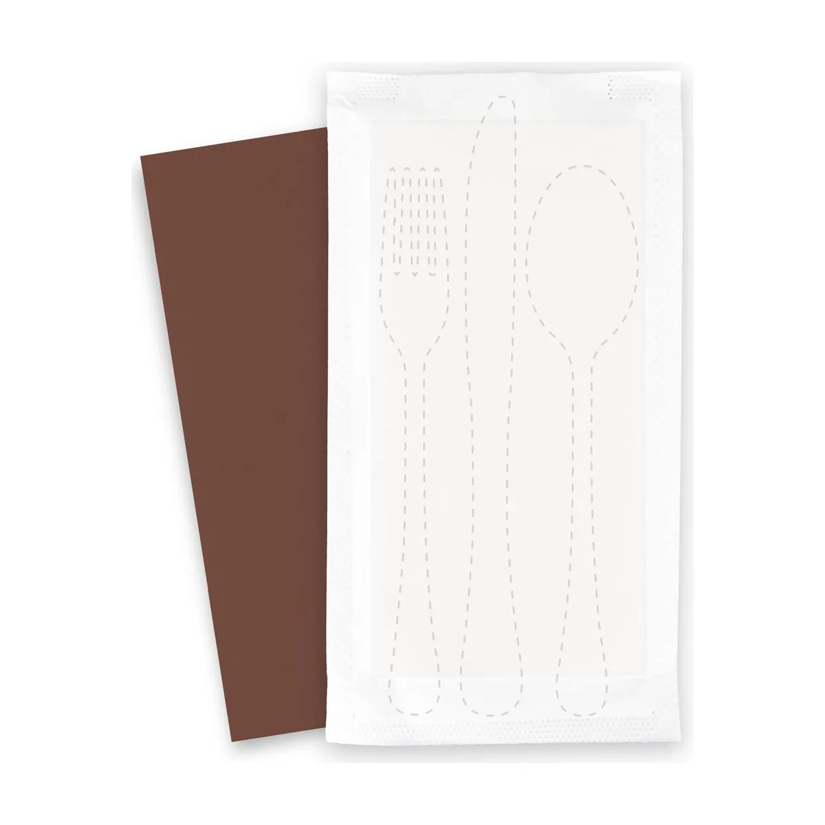 SemyTop Bestecktaschen mit brauner Serviette, 1/8-Falz, 38 x 38 cm, 500 Stück – SemyTop – Servietten weiß