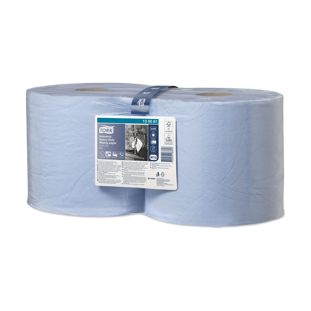 Tork Extra Starke Industrie Papierwischtücher Blau W1/2 – Karton à 2 Rollen – Tork – Putzrollen
