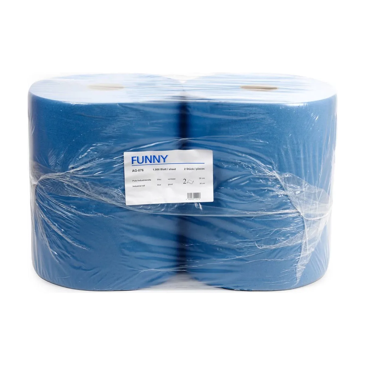 Funny Industriepapierrolle, 2-lagig, Zellstoff, blau, perforiert – FUNNY – Industriepapierrollen