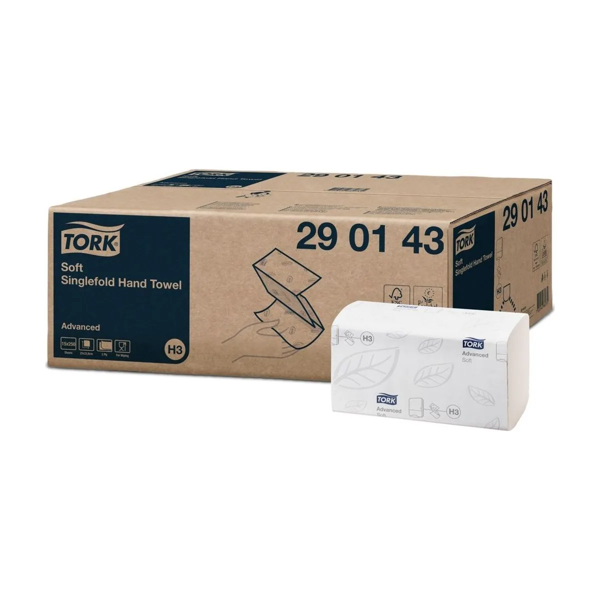 Tork weiche Zickzack-Handtücher Weiß H3, 2-lagig – 15 × 250 Tücher