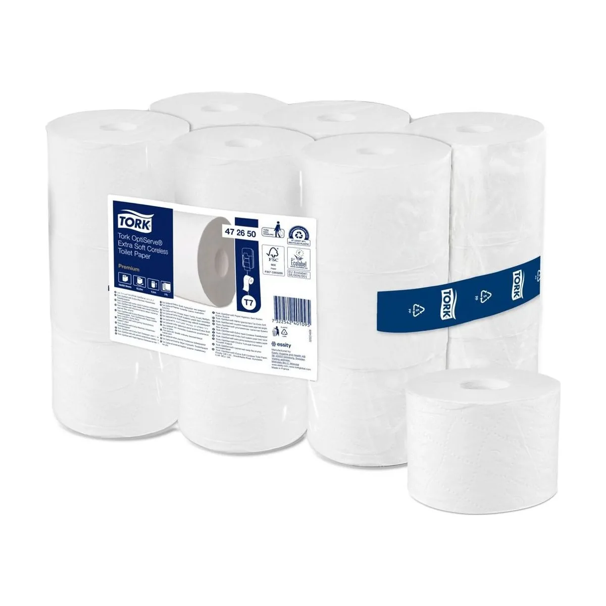 Tork OptiServe Extra-Weiches Hülsenloses Toilettenpapier Weiß T7 – Karton à 18 Rollen