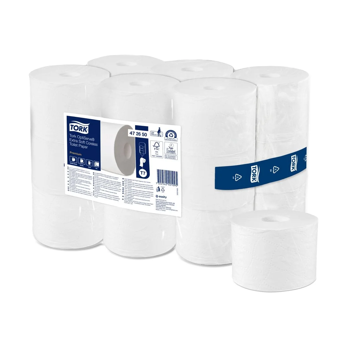 Tork OptiServe Extra-Weiches Hülsenloses Toilettenpapier Weiß T7 – Karton à 18 Rollen – Tork – Hülsenloses Toilettenpapier