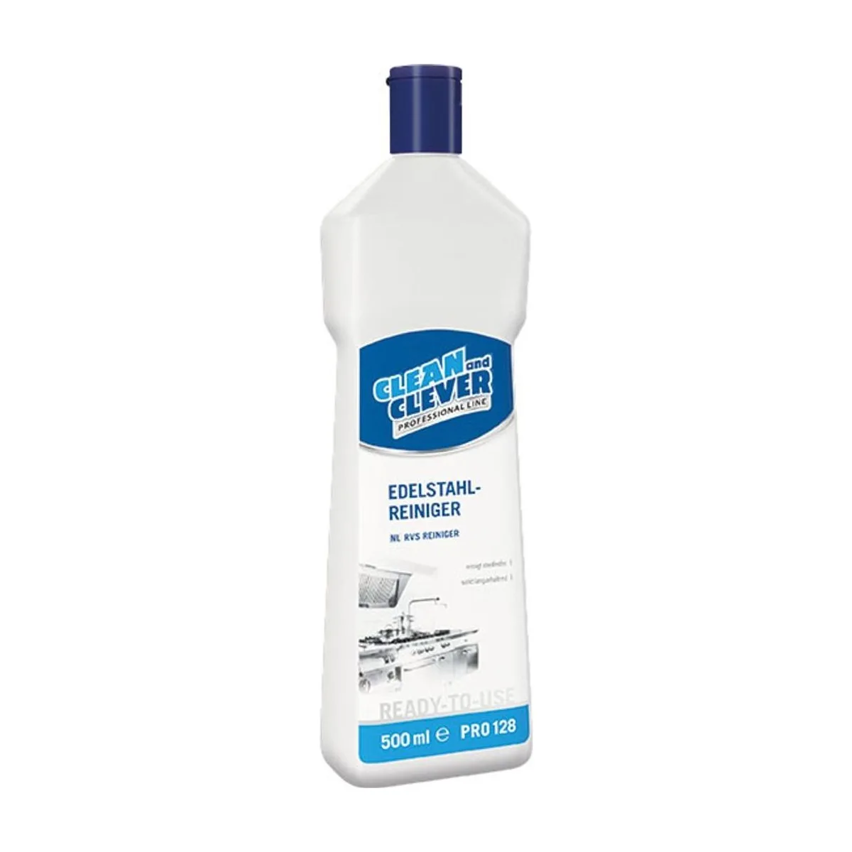 PRO128 Edelstahlreiniger, 500 ml – CLEAN and CLEVER PROFESSIONAL – Edelstahlreiniger