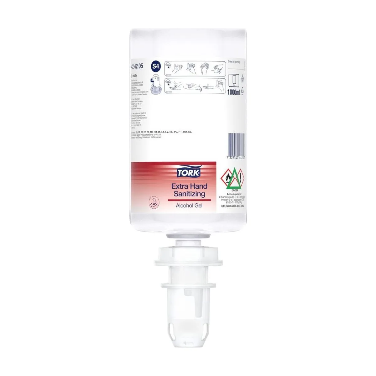 Tork Extra Desinfizierendes Hand-Alkohol-Gel S4 – 6 × 1 l – Transparent