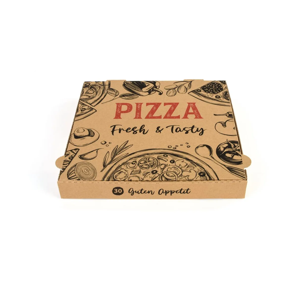 Pizzakarton 30er - naturbraun mit Design – Sobsy – Pizzakartons