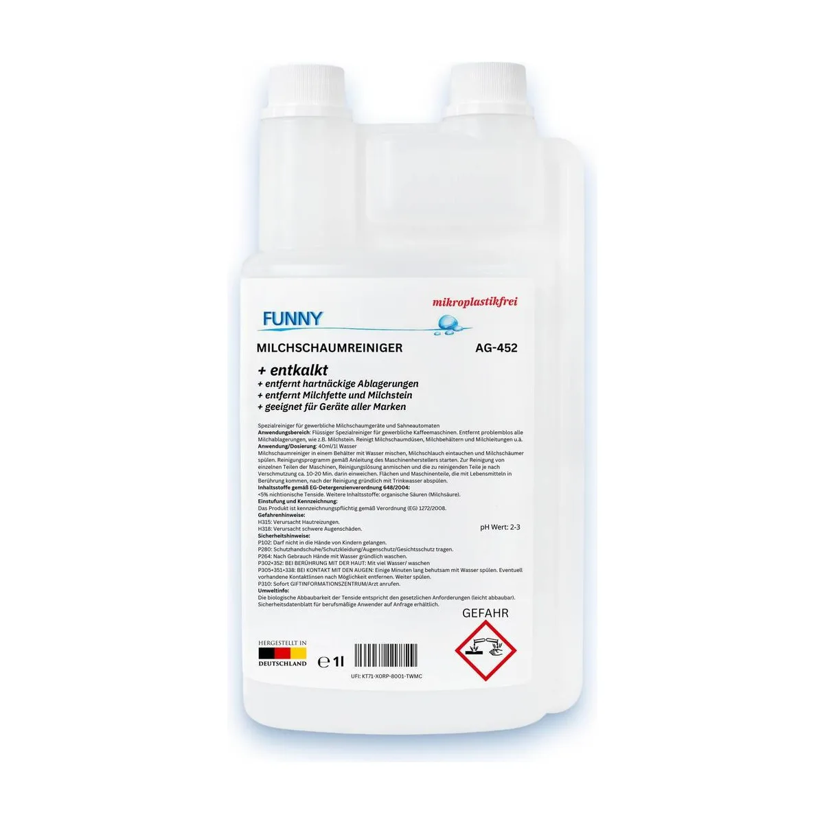 Funny Milchschaumreiniger 10 x 1 l für Milchschaumgeräte und Sahneautomaten – FUNNY – Küche & Geschirr