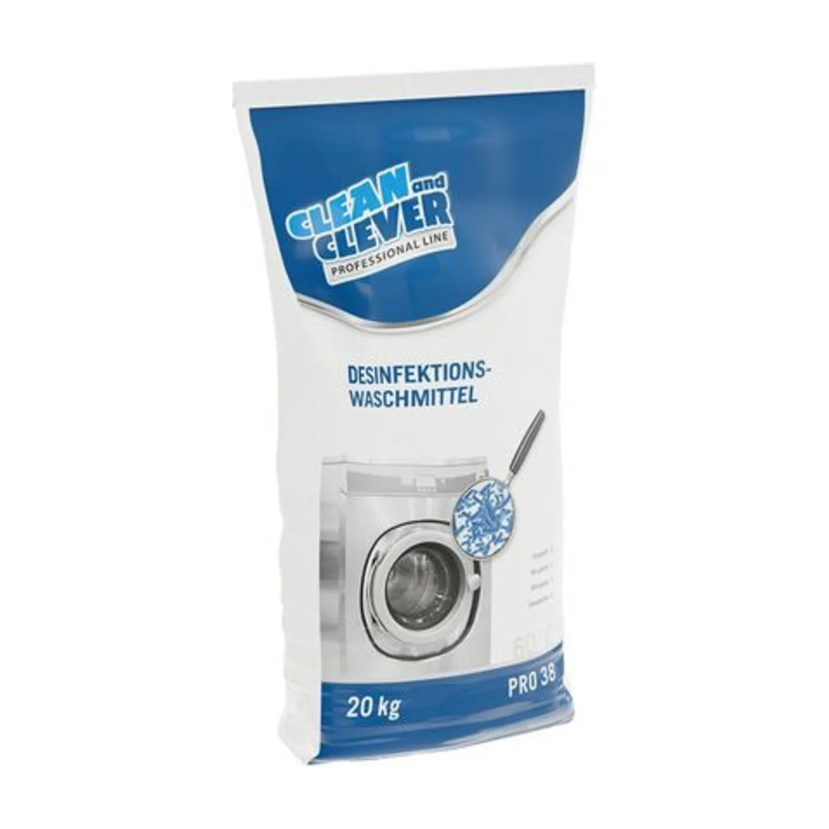 PRO38 Desinfektionswaschmittel, 20 kg – CLEAN and CLEVER PROFESSIONAL – Vollwaschmittel
