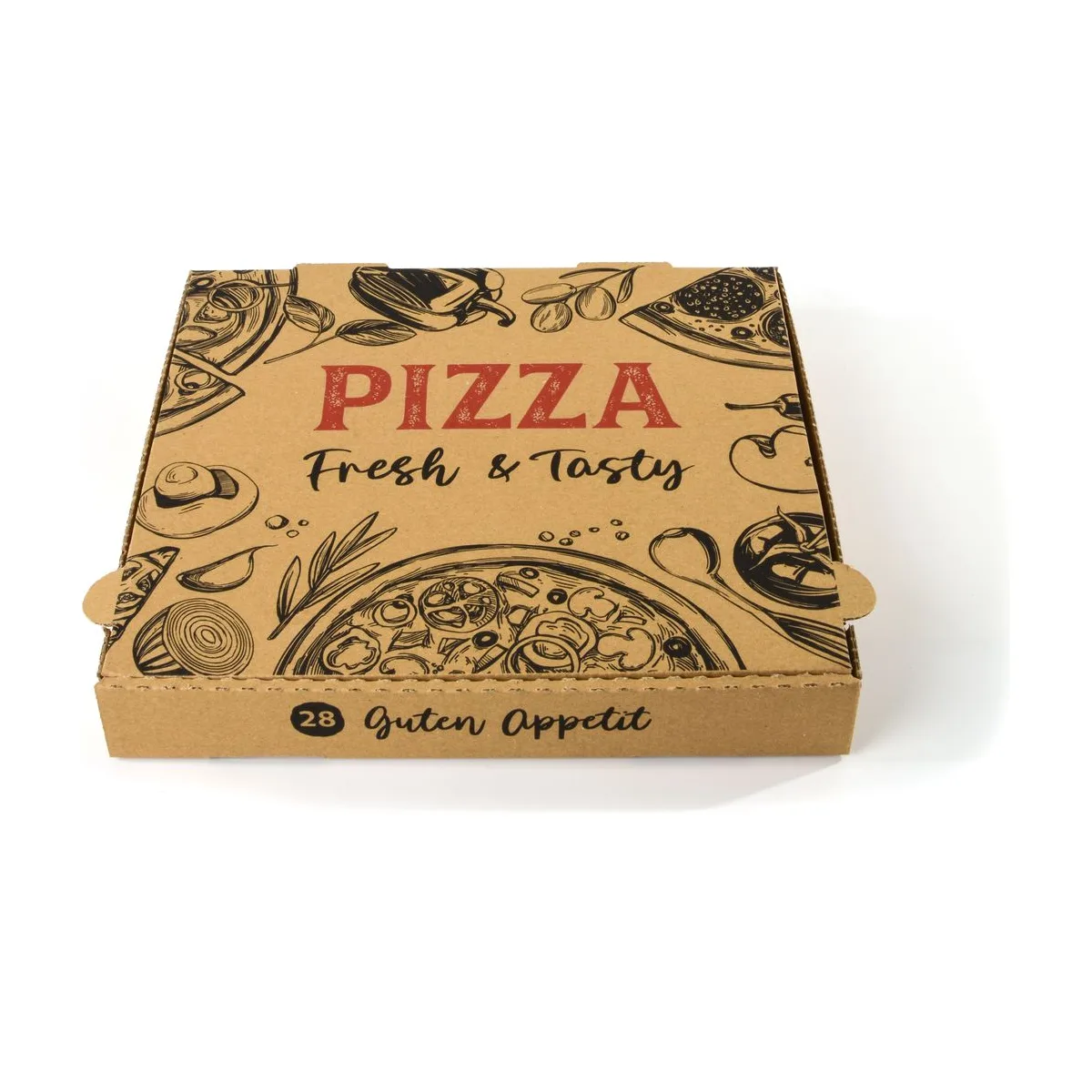 Pizzakarton 28er - naturbraun mit Design – Sobsy – Pizzakartons