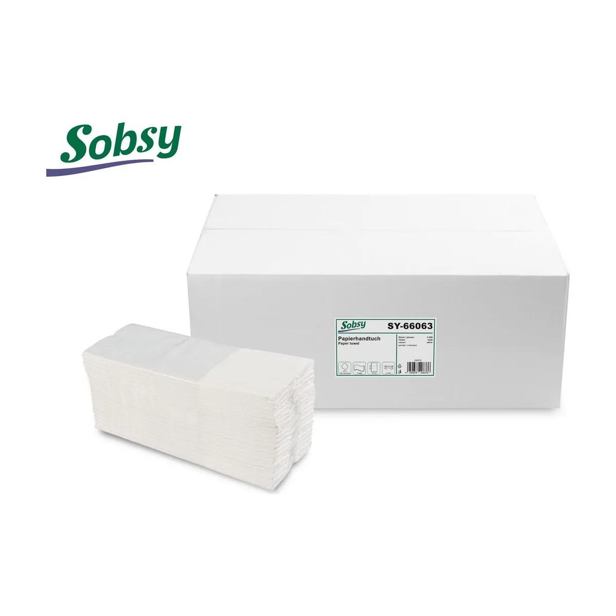 Sobsy Papierhandtuch 25x33 cm 2-lg, rec.weiß – Sobsy – C-Falz