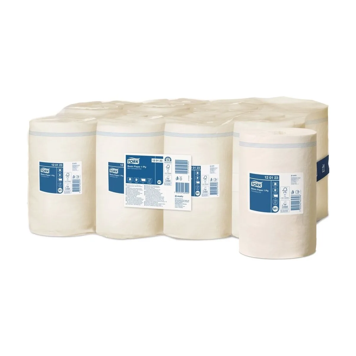Tork Standard-Papierwischtücher mit Innenabrollung Weiß M1, 1-lagig – 11 Rollen à 120 m