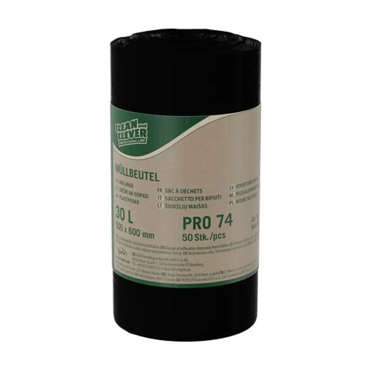 PRO74 Müllbeutel 30 l / 25 Rollen – CLEAN and CLEVER PROFESSIONAL – Müllsäcke