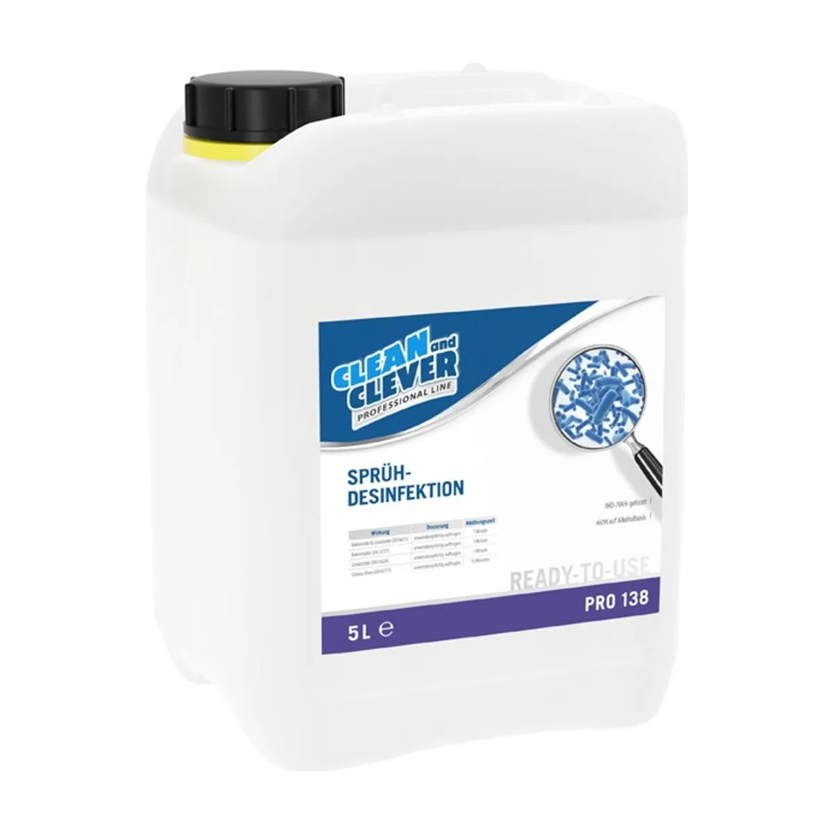 PRO138 Sprühdesinfektion 5 l – CLEAN and CLEVER PROFESSIONAL – Flächendesinfektion