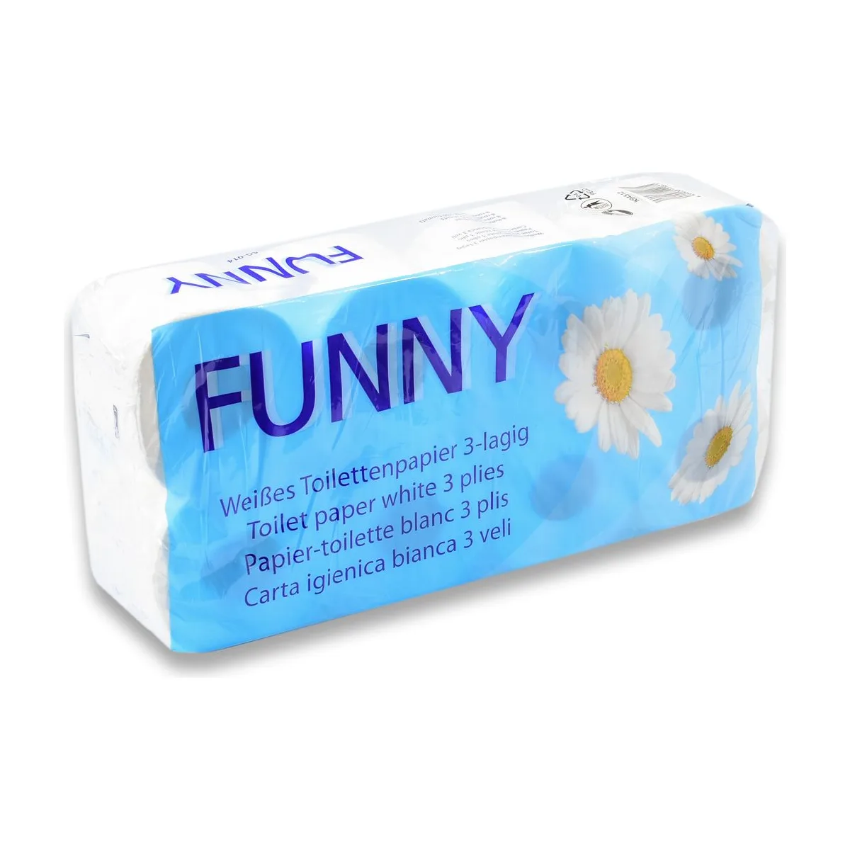 Funny Toilettenpapier, 250 Blatt, 3 Lagen, hochweiß, 72 Rollen – FUNNY – Kleinrollen
