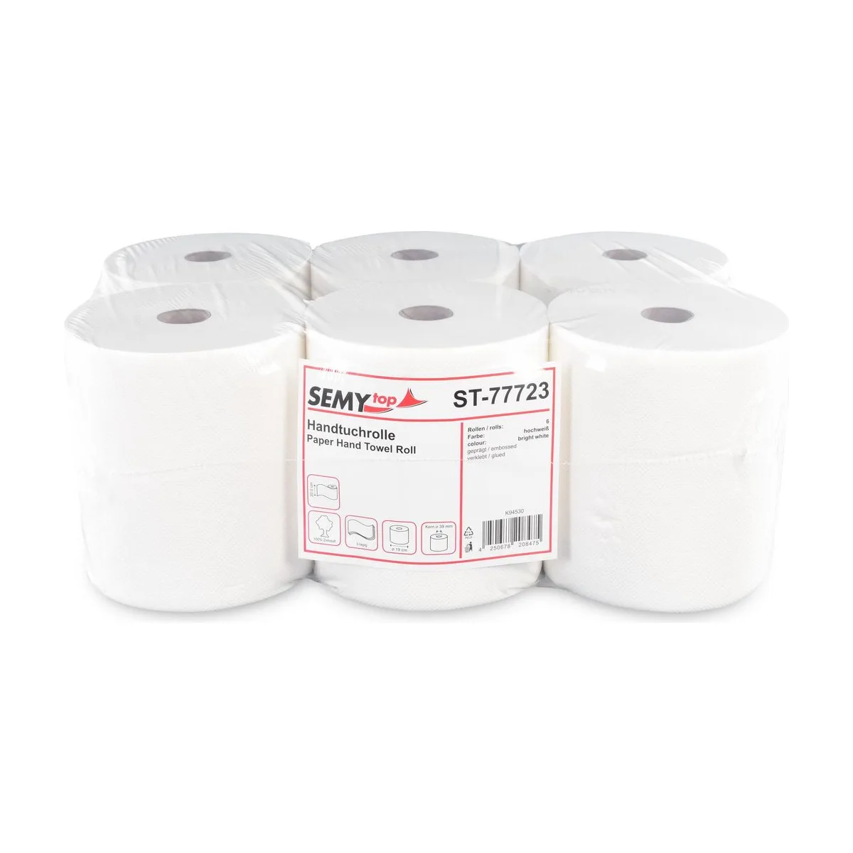 SemyTop Handtuchrolle 3-lagig, Zellstoff, 6 Rollen – SemyTop – Autocut-Rollen