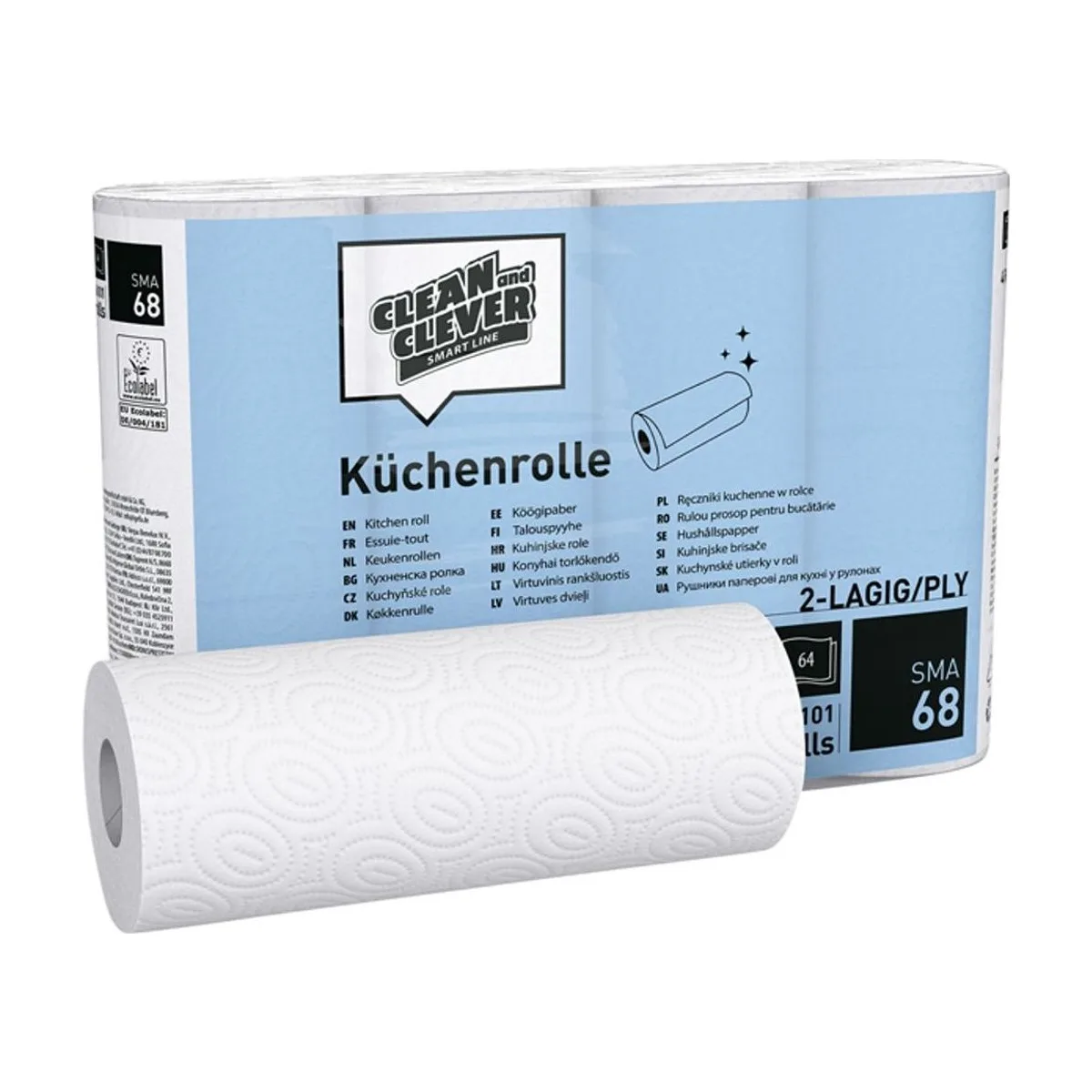 SMA68 Küchenrolle Smartline, 4 Rollen x 64 Blatt – CLEAN and CLEVER SMART – Küchenrollen