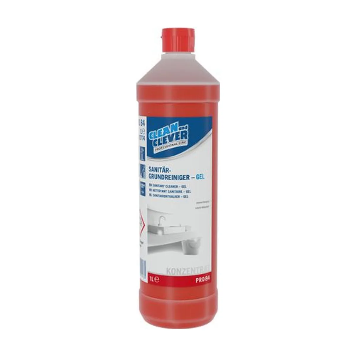 PRO84 Sanitärgrundreiniger-GEL, 1 l – CLEAN and CLEVER PROFESSIONAL – Sanitärgrundreiniger
