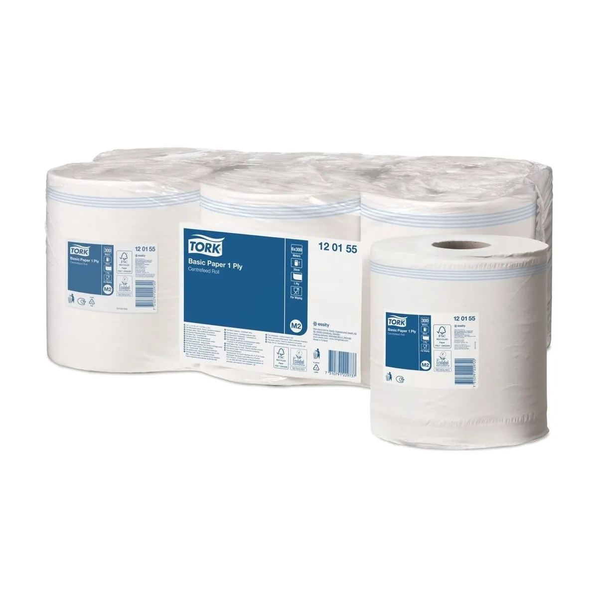 Tork Standard-Papierwischtücher mit Innenabrollung Weiß M2, 1-lagig, 300 m – Karton à 6 Rollen