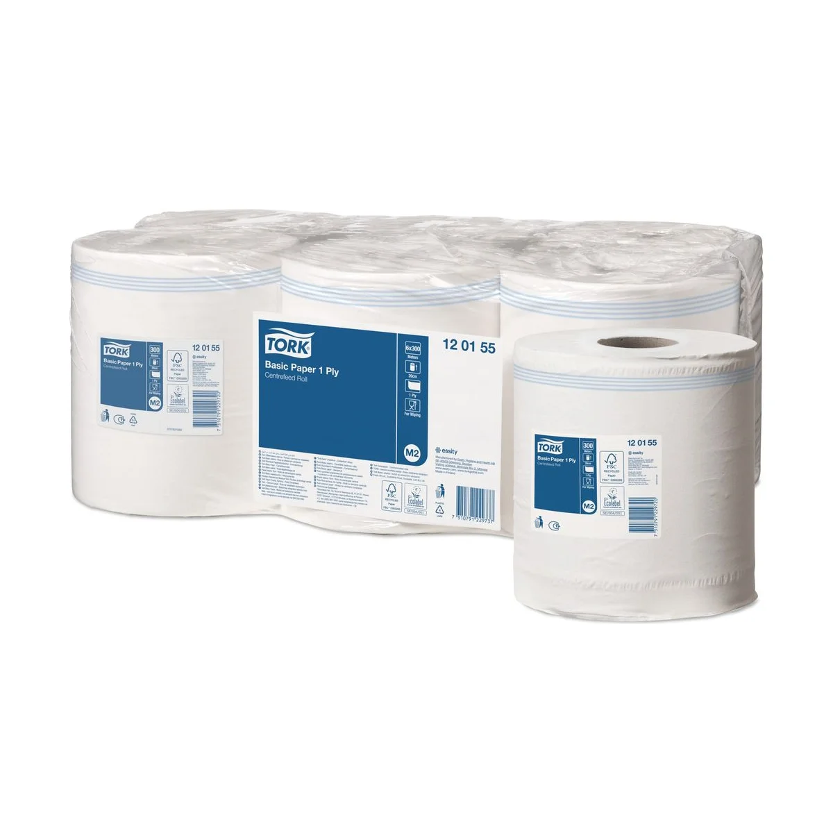 Tork Standard-Papierwischtücher mit Innenabrollung Weiß M2 – Karton à 6 Rollen – Tork – Innenabrollung Midi