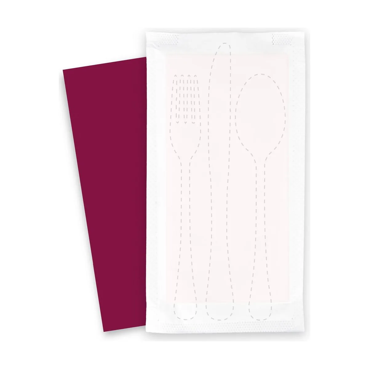 SemyTop Bestecktaschen mit bordeauxfarbiger Serviette, 1/8-Falz, 38 x 38 cm, 500 Stück – SemyTop – Servietten weiß