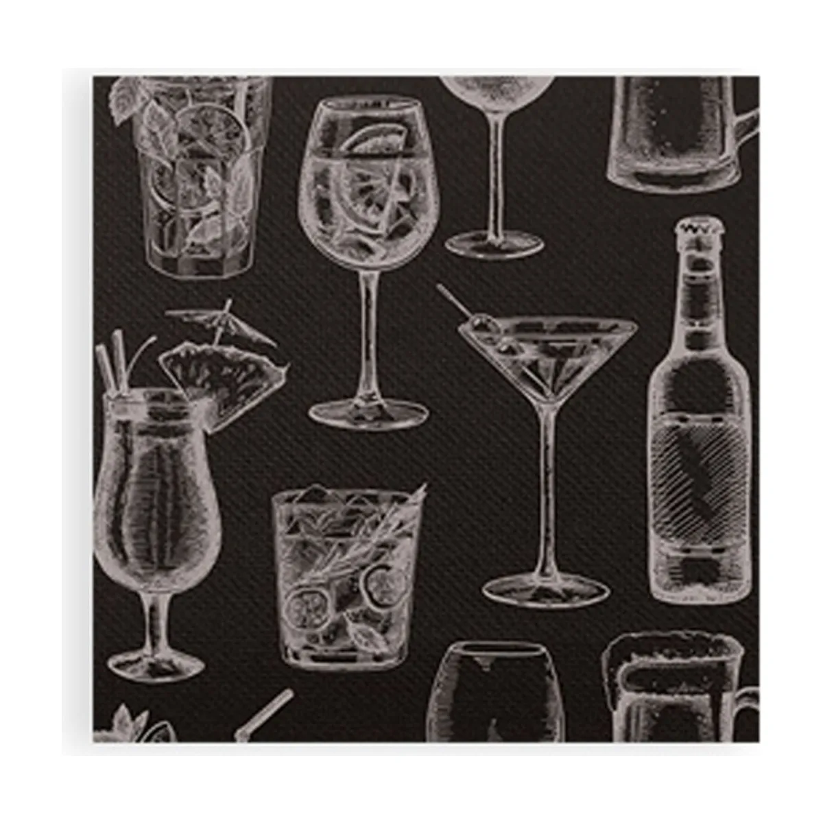 Motivserviette, Zellstoff, Cocktail schwarz, 20x20cm, 3200 Stück – SemyTop – Motivservietten