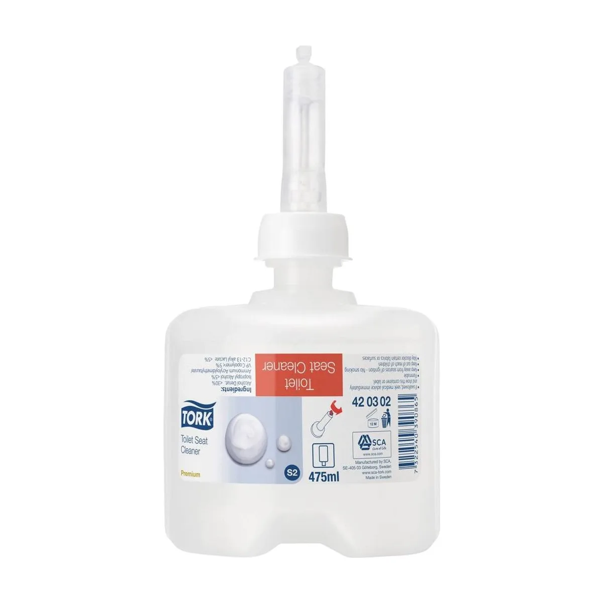 Tork Toilettensitzreiniger für mehr Hygiene, für S2 Spender, Premium-Qualität – 8 × 475 ml – Transparent