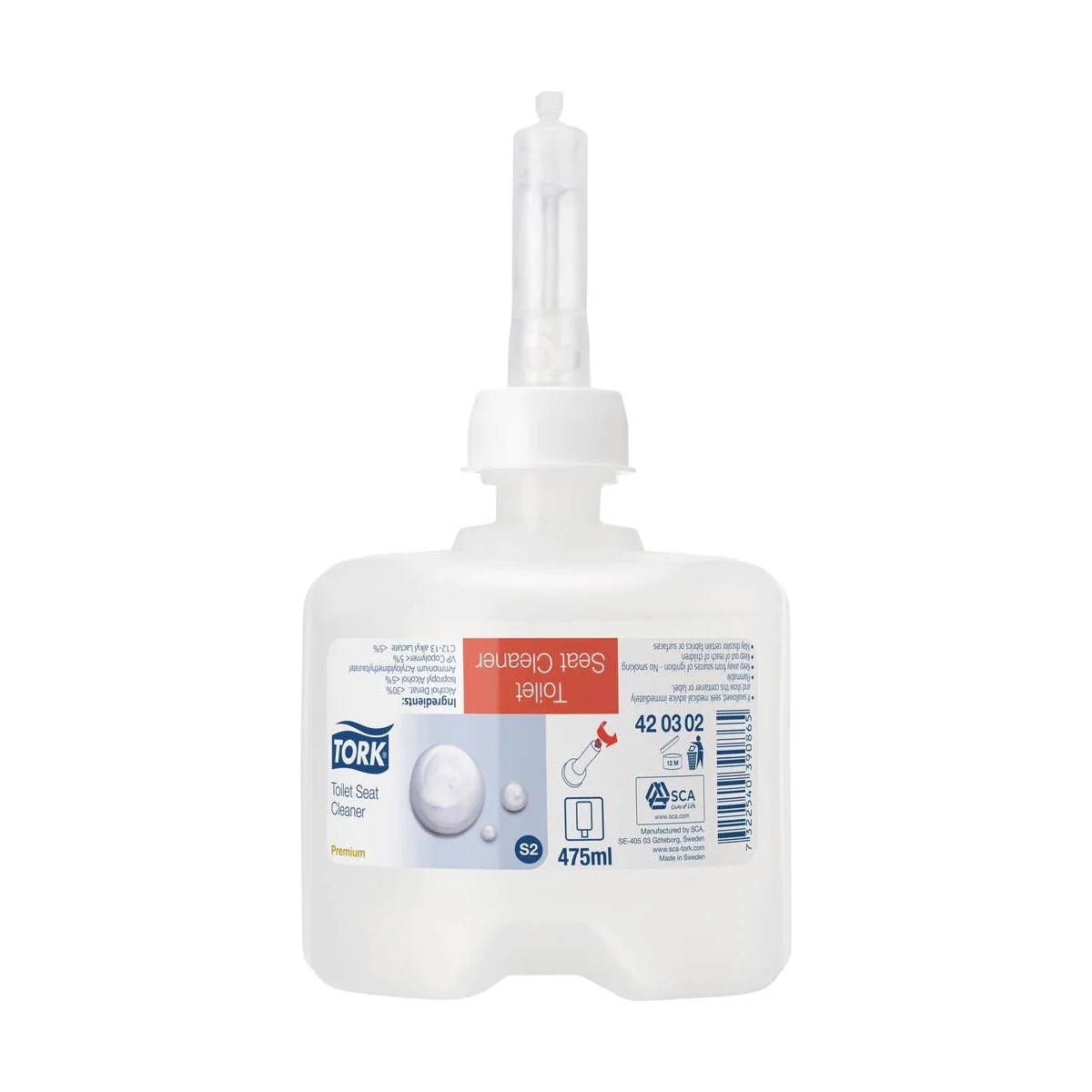 Tork Toilettensitzreiniger für mehr Hygiene, für S2 Spender, Premium-Qualität – 8 × 475 ml – Tork – Sanitärreiniger