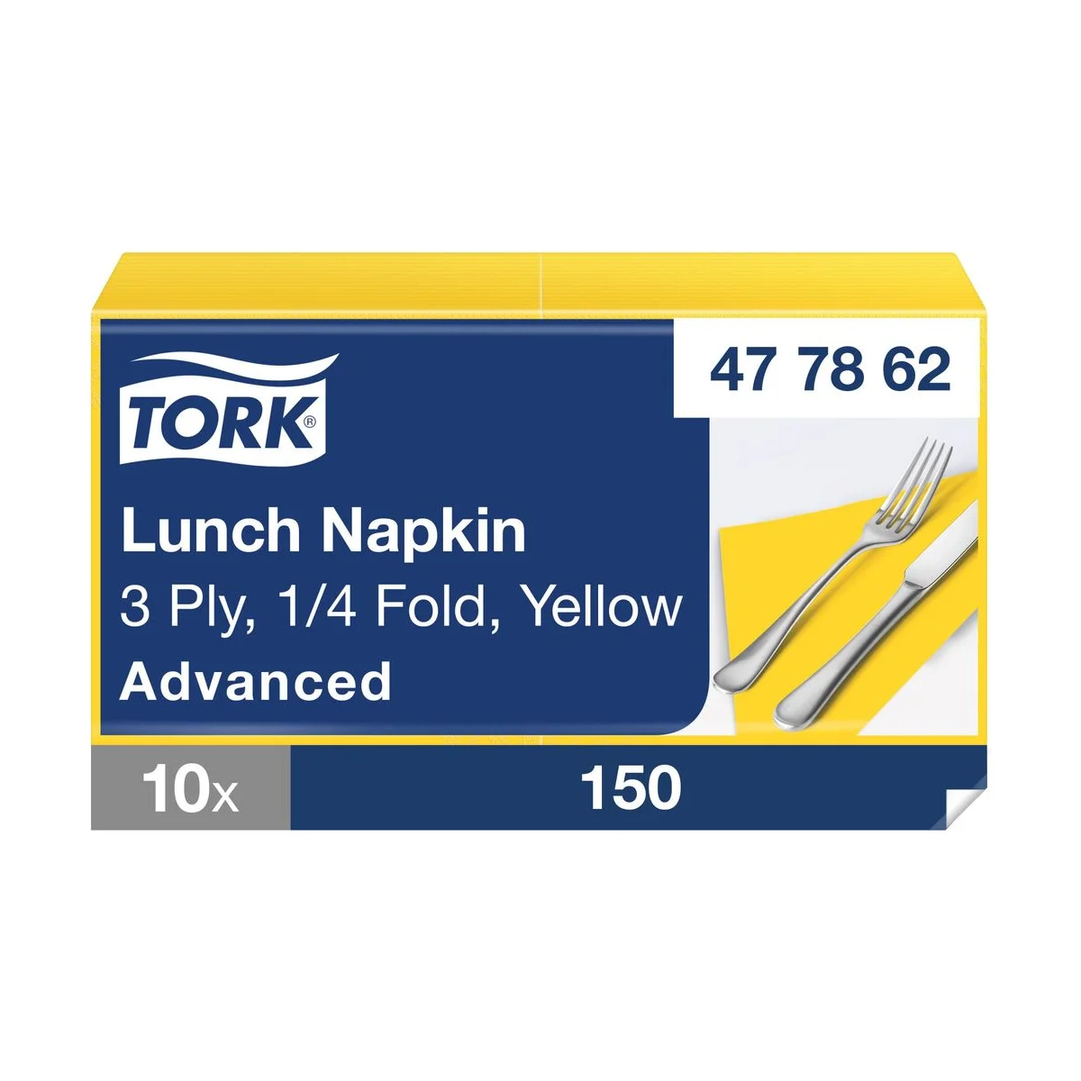 Tork Soft Lunchservietten Gelb, ca. 33x33 - 1/4 Falz - 3 lagig - 150 Stk – Tork – Lunchservietten