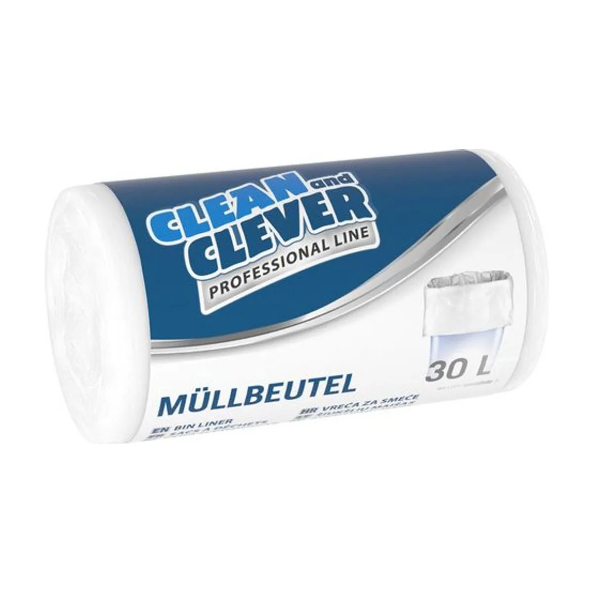 PRO73 Müllbeutel 30 l weiß 500 x 600 50 Stück LDPE-Spezialfolie – CLEAN and CLEVER PROFESSIONAL – Müllsäcke